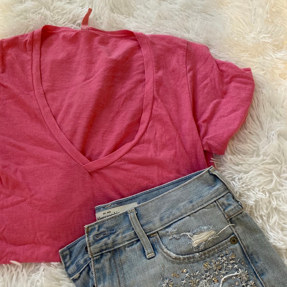 Pink V-Neck Tee